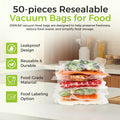 50-Piece Reusable Vacuum Seal Bags