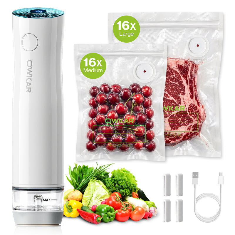 Portable Handheld Vacuum Sealer with 32 Reusable Vacuum Seal Bags